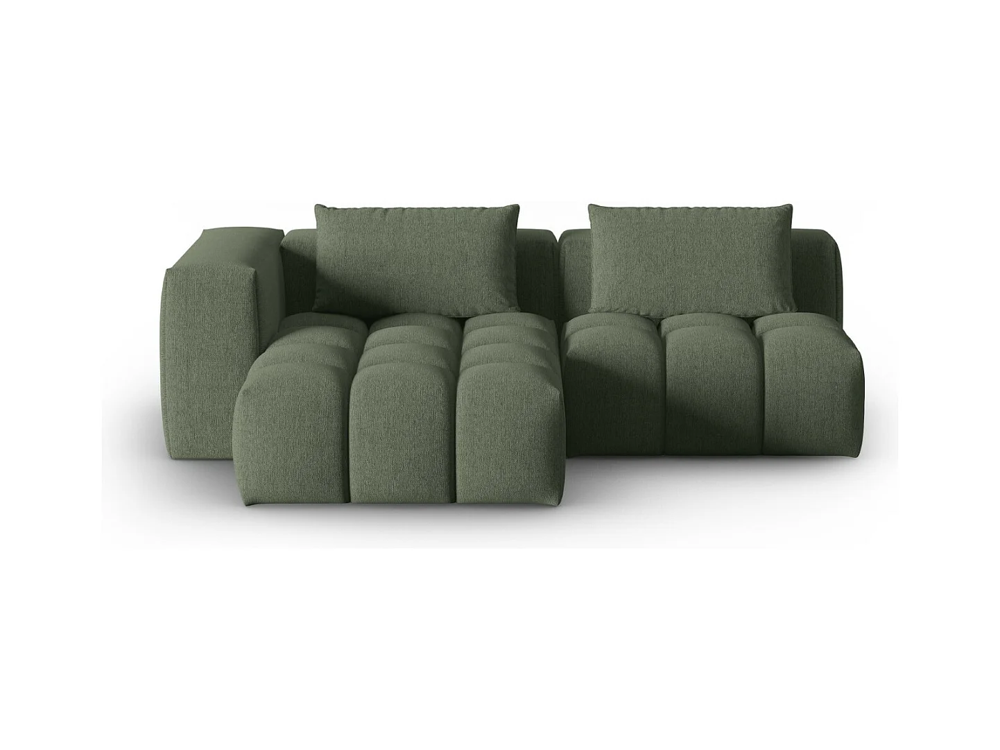 CXL by Christian Lacroix - Canapé d'angle gauche modulable "Lorella" 3 places en tissu structurel vert olive foncé - 205x145x70cm