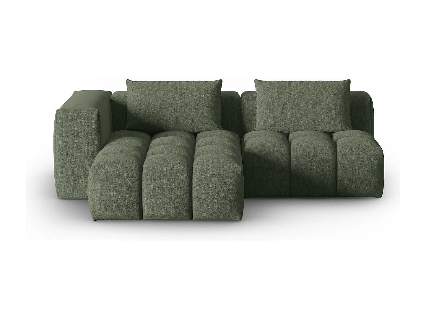 CXL by Christian Lacroix - Sofá modular de canto esquerdo "Lorella" 3 lugares em tecido estrutural verde oliva escuro - 205x145x70cm