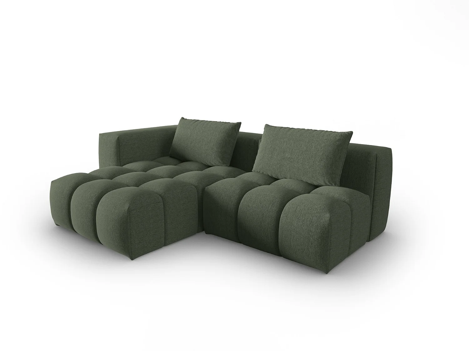 CXL by Christian Lacroix - Sofá modular de canto esquerdo "Lorella" 3 lugares em tecido estrutural verde oliva escuro - 205x145x70cm