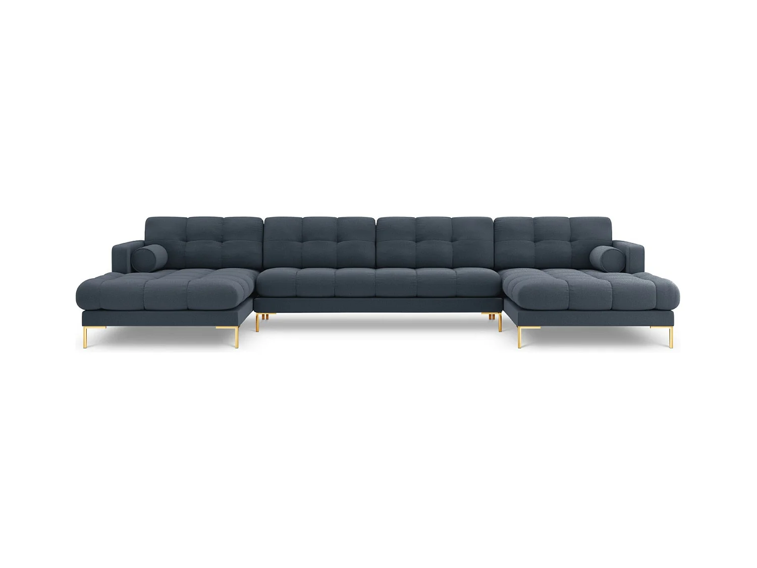 Cosmopolitan Design - Panoramische bank "Bali" 7 zitplaatsen, Structurele stof, Donkerblauw - 383x185x75cm