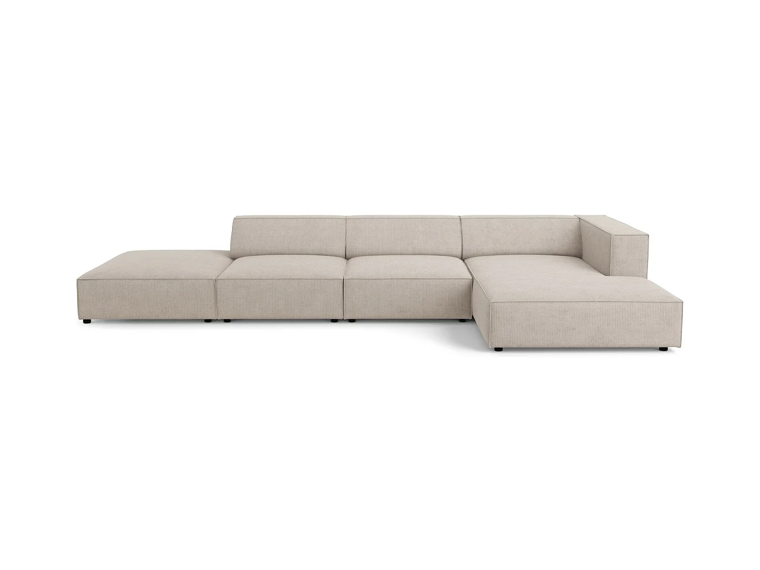 Cosmopolitan Design - Rechter hoekbank "Arendal" 5 zitplaatsen, Chenille met ribbeleffect, Donkerbeige - 341x166x70cm