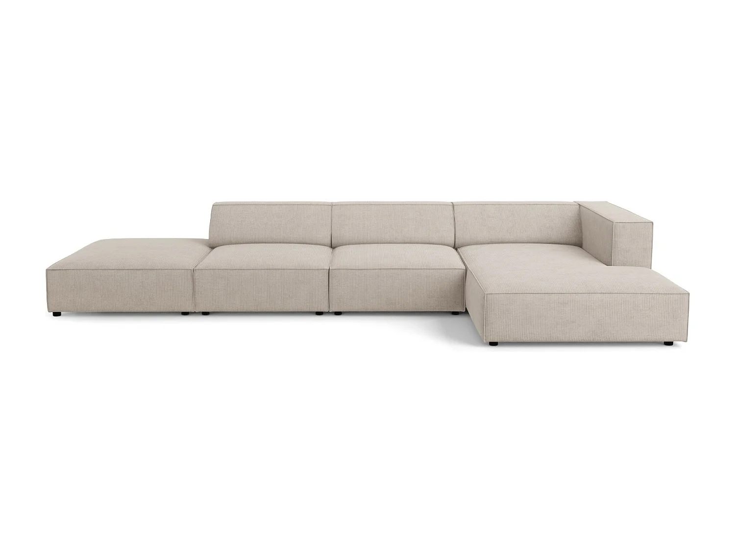 Cosmopolitan Design - Divano angolare destro "Arendal" 5 posti in ciniglia con effetto a coste beige scuro - 341x166x70cm