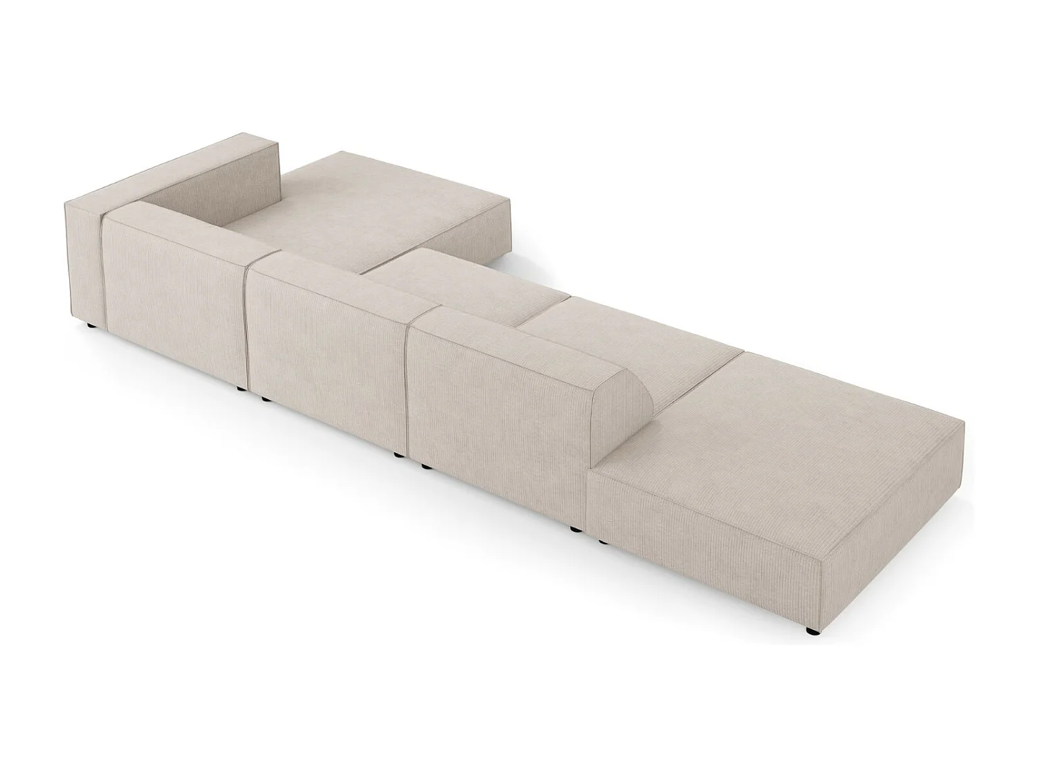 Cosmopolitan Design - Divano angolare destro "Arendal" 5 posti in ciniglia con effetto a coste beige scuro - 341x166x70cm