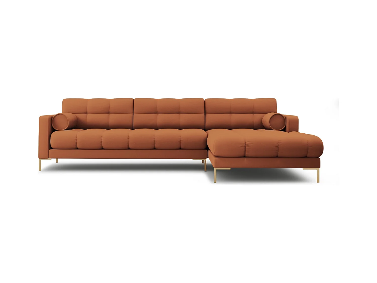 Cosmopolitan Design - Canapé d'angle droit "Bali" 5 places en tissu structurel brique - 293x185x75cm