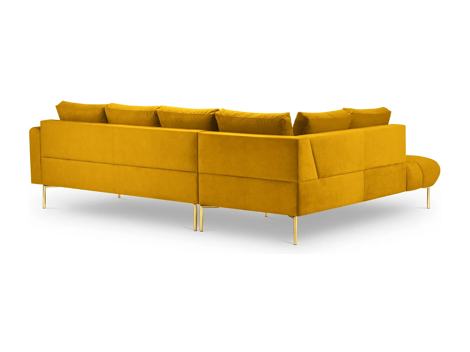 Cosmopolitan Design - Sofá de canto esquerdo "Hastings" 5 lugares em veludo amarelo - 301x216x75cm
