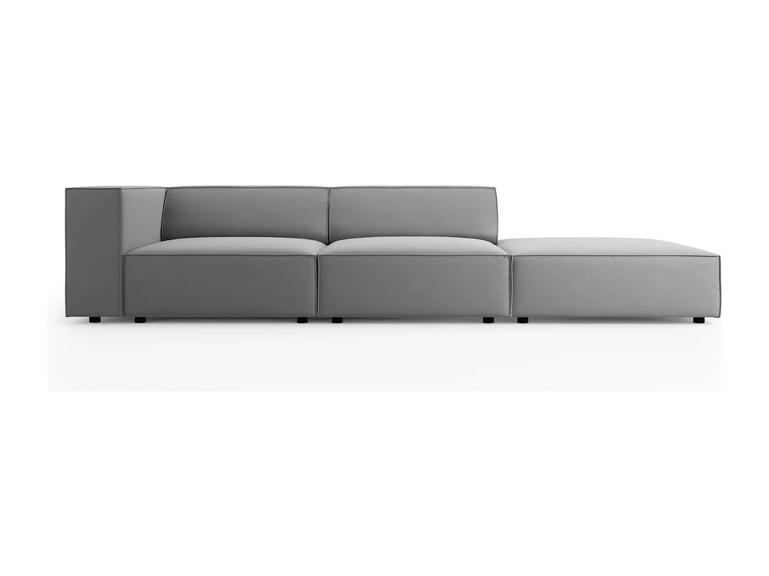 Cosmopolitan Design - 4-Sitzer rechtes Sofa "Arendal" aus Samt hellgrau - 262x102x70cm