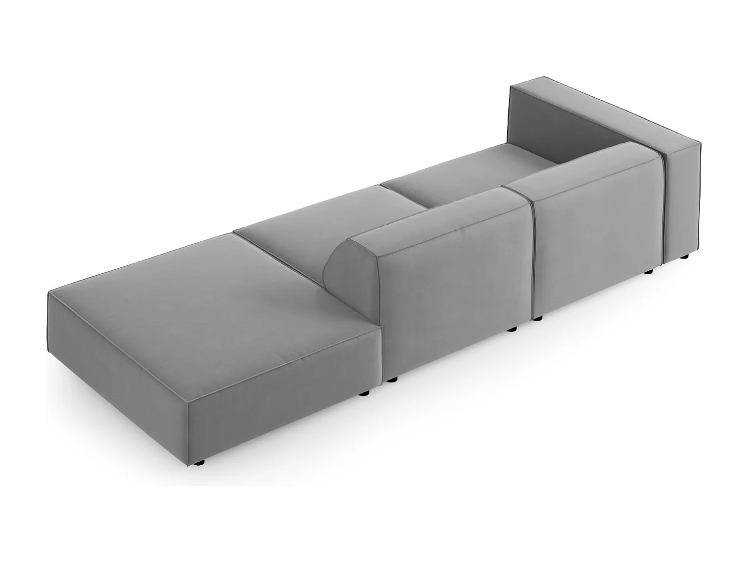 Cosmopolitan Design - 4-Sitzer rechtes Sofa "Arendal" aus Samt hellgrau - 262x102x70cm