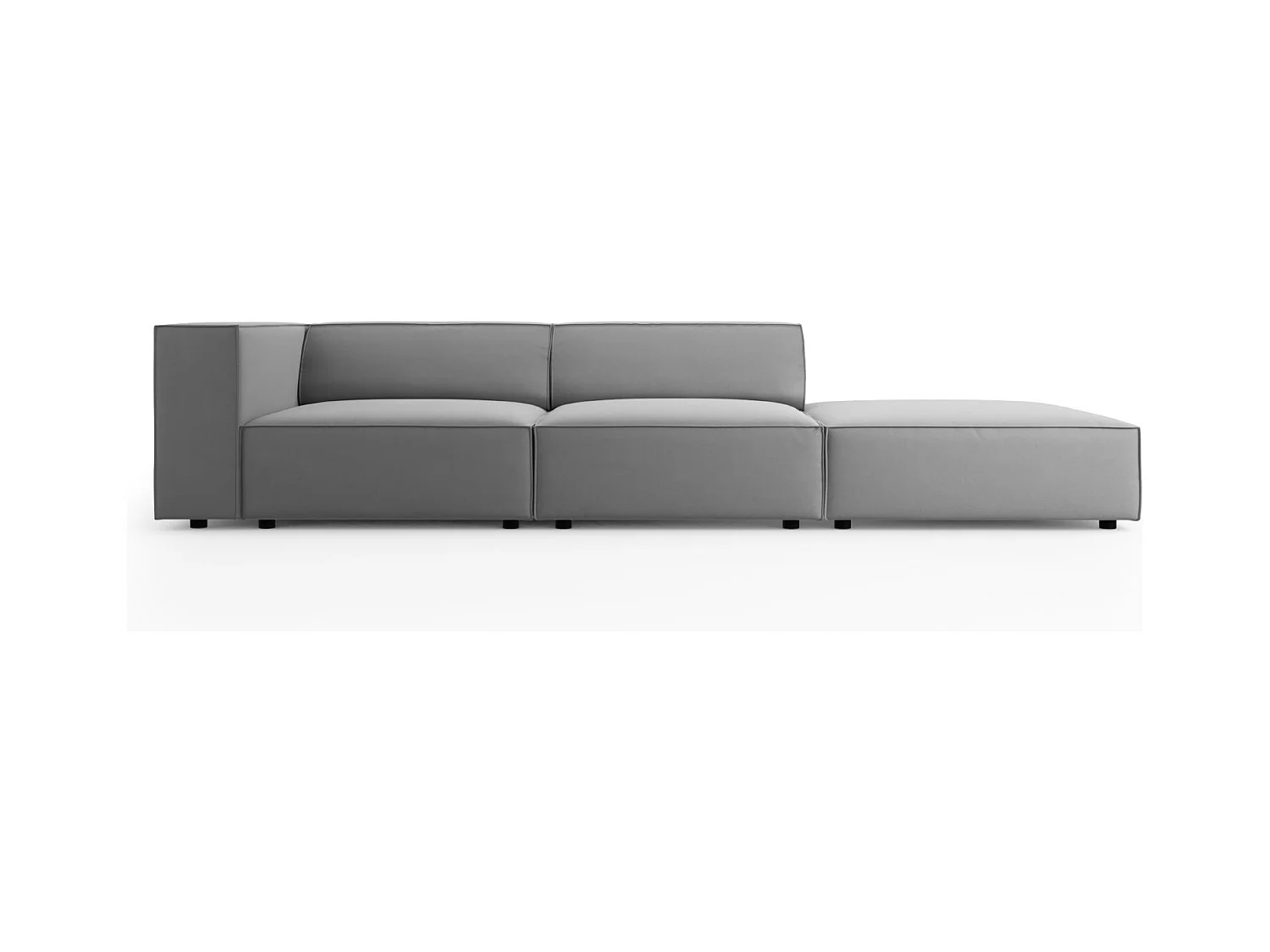 Cosmopolitan Design - Rechte bank "Arendal" 4 zitplaatsen, Flueel, Lichtgrijs - 262x102x70cm