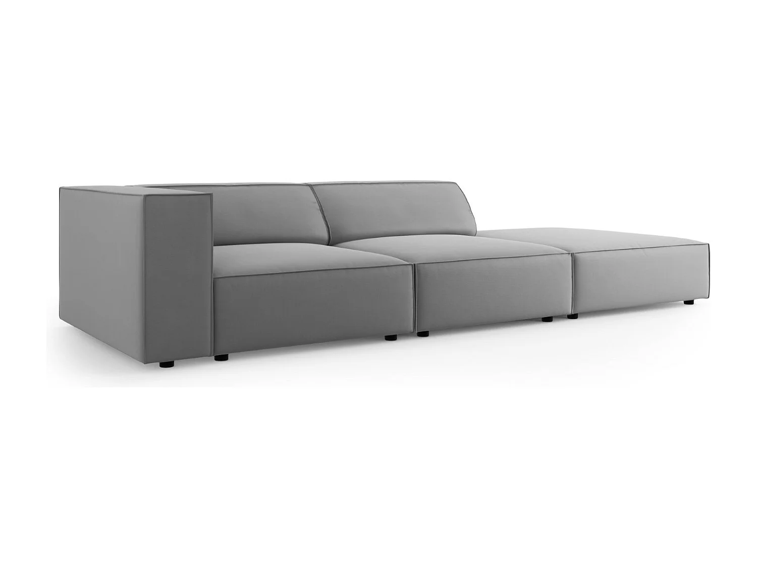 Cosmopolitan Design - Sofá direito "Arendal" 4 lugares em veludo cinza claro - 262x102x70cm