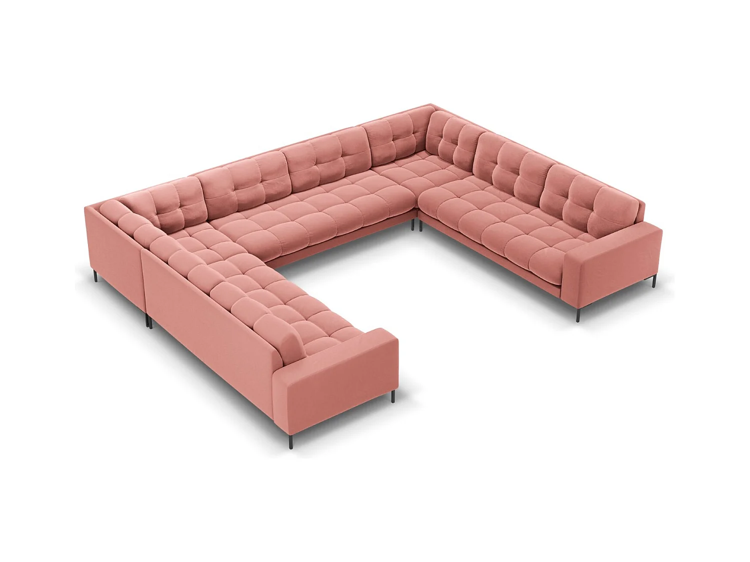 Cosmopolitan Design - Panoramische bank "Bali" 9 zitplaatsen, Flueel, Roze - 327x256x75cm