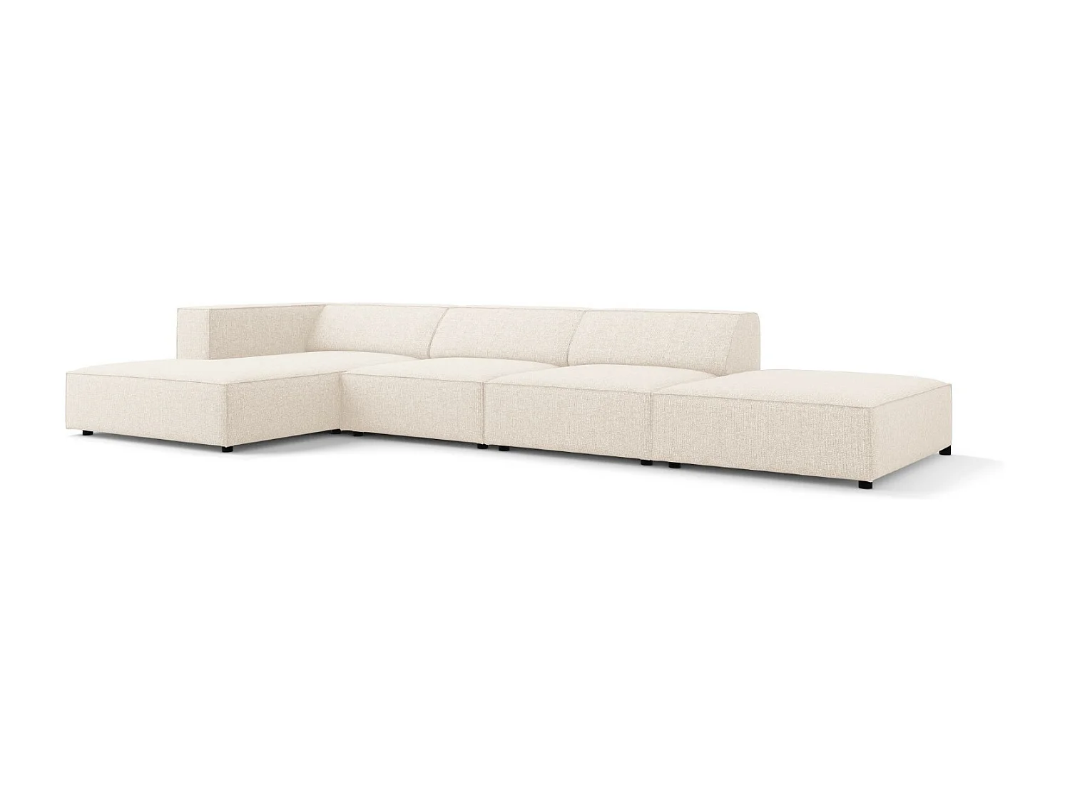 Cosmopolitan Design - 5-Sitzer Ecksofa links "Arendal" aus Chenille-Stoff leichtes beige - 341x166x70cm