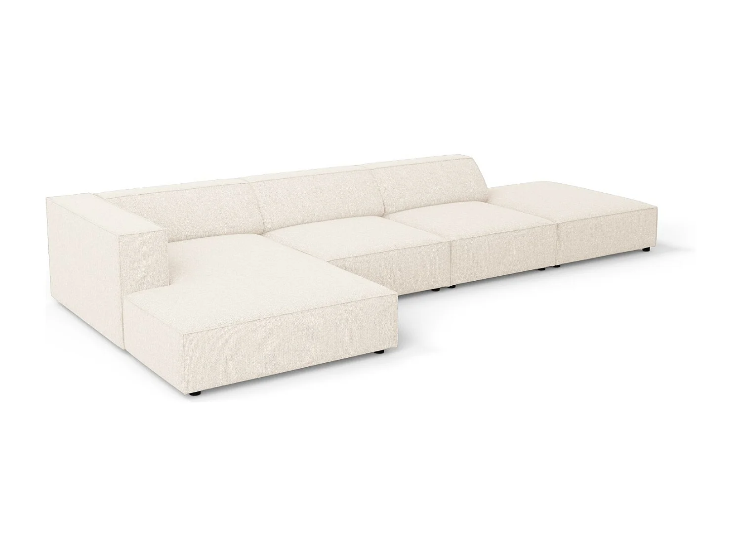 Cosmopolitan Design - 5-Sitzer Ecksofa links "Arendal" aus Chenille-Stoff leichtes beige - 341x166x70cm