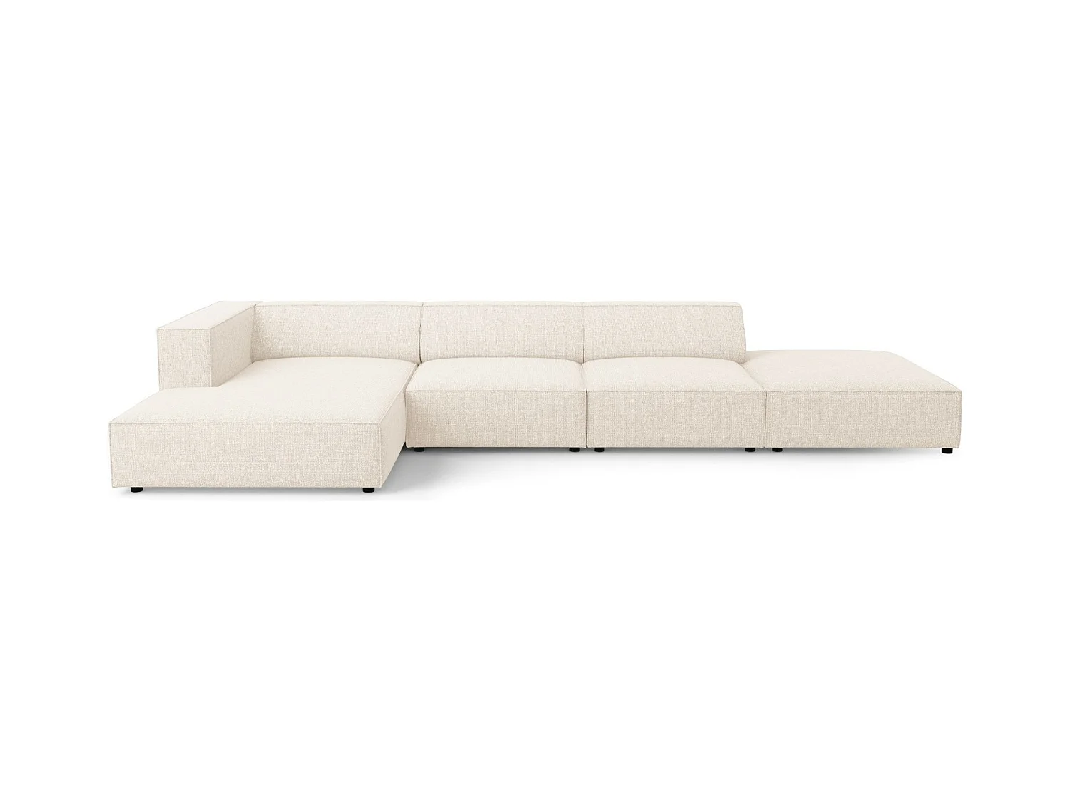 Cosmopolitan Design - Linker hoekbank "Arendal" 5 zitplaatsen, Chenille, Lichtbeige - 341x166x70cm