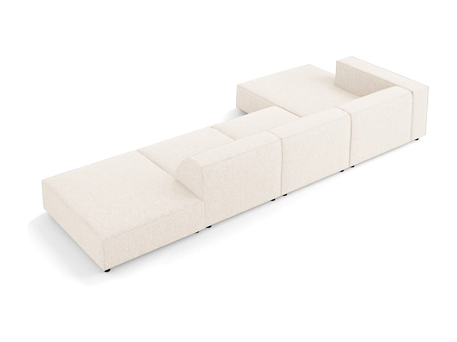 Cosmopolitan Design - Sofá de canto esquerdo "Arendal" 5 lugares em tecido chenille bege claro - 341x166x70cm