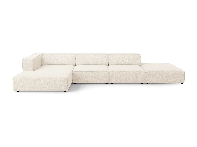 Cosmopolitan Design - Canapé d'angle gauche "Arendal" 5 places en chenille beige clair - 341x166x70cm