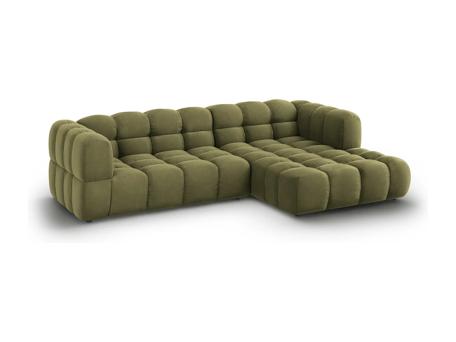 Cosmopolitan Design - Canapé d'angle droit modulable "Sky" 4 places en velours vert clair - 272x162x75cm