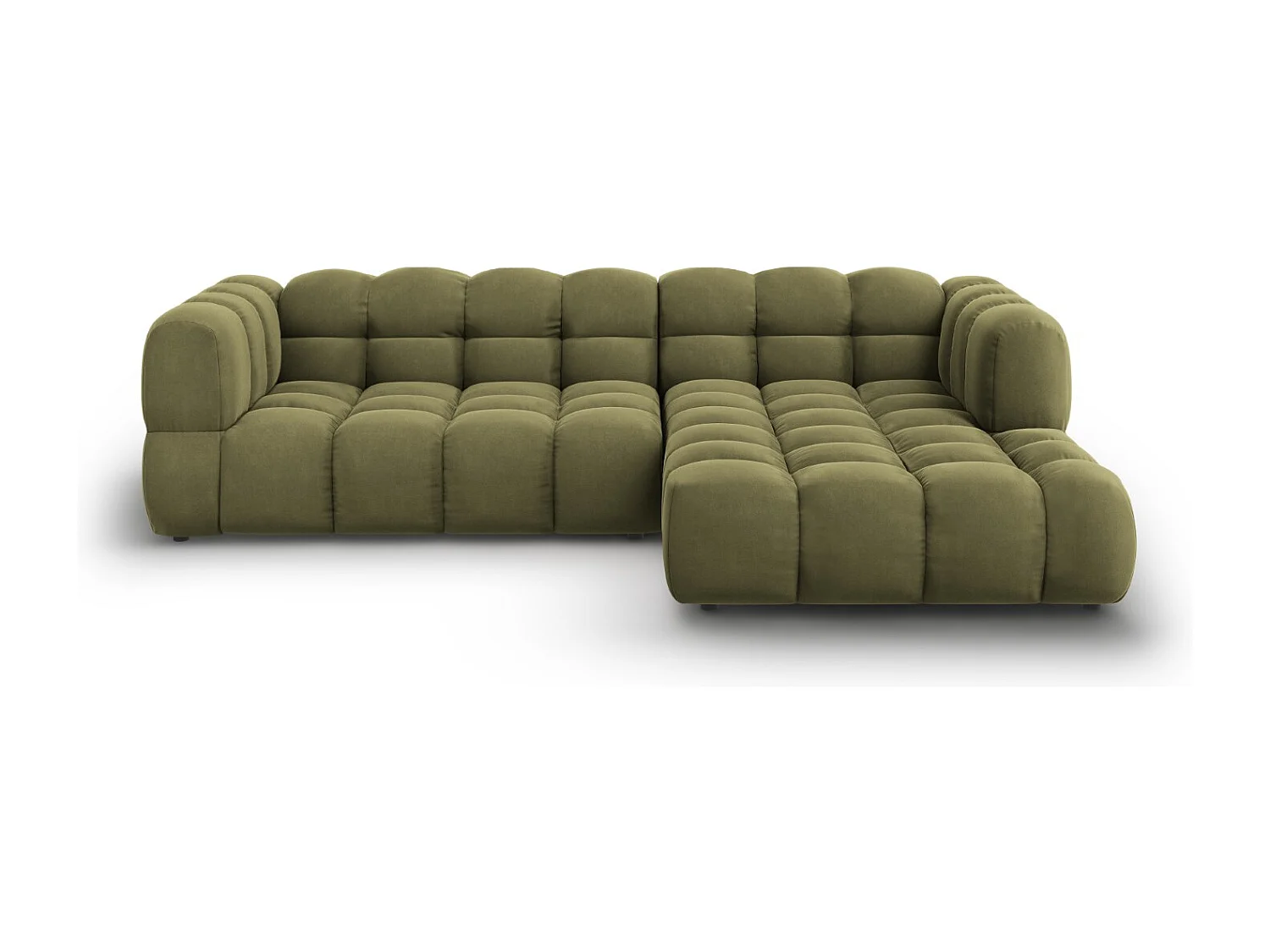 Cosmopolitan Design - Canapé d'angle droit modulable "Sky" 4 places en velours vert clair - 272x162x75cm