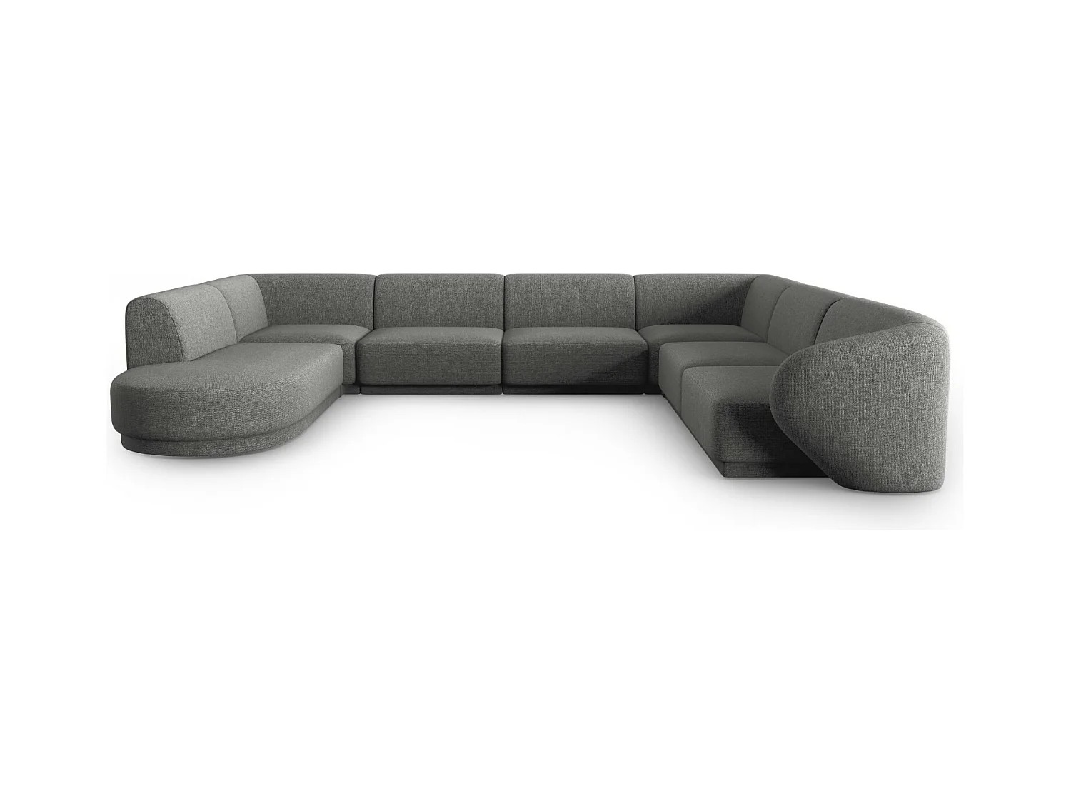 CXL by Christian Lacroix - Modulaire panoramische hoekbank rechts "Lionel" 8 zitplaatsen, Chenille, Donkergrijs gemêleerd - 342x323x74cm