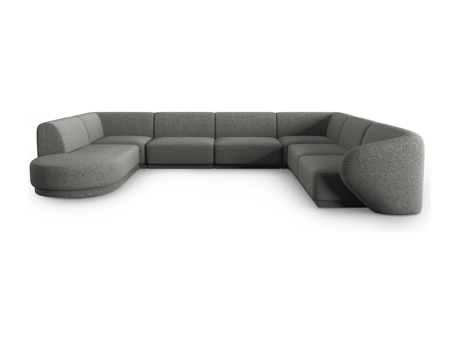 CXL by Christian Lacroix - Canapé d'angle droit panoramique modulable "Lionel" 8 places en chenille gris foncé mélange - 342x323x74cm