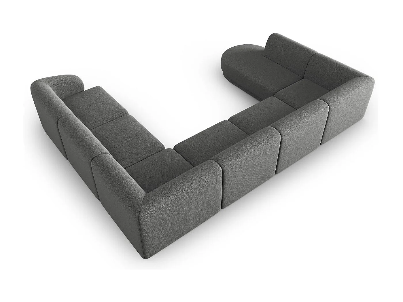 CXL by Christian Lacroix - Canapé d'angle droit panoramique modulable "Lionel" 8 places en chenille gris foncé mélange - 342x323x74cm