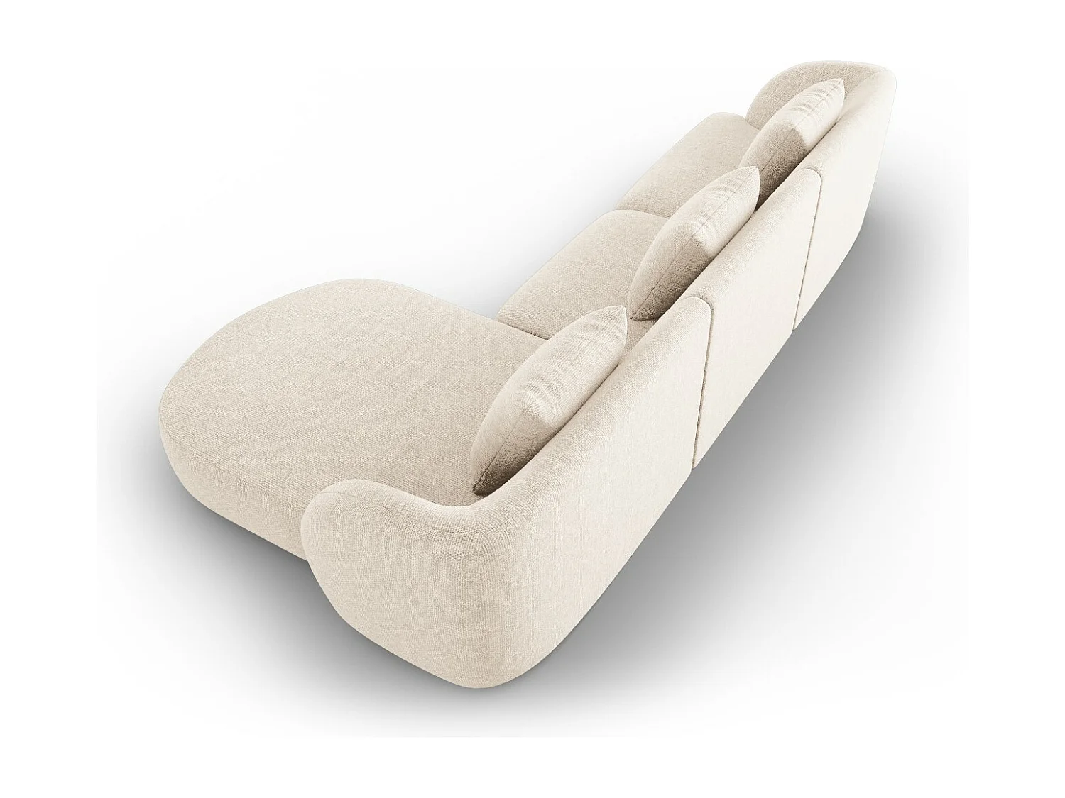 Cosmopolitan Design - Canapé d'angle droit "Tulum" 4 places en chenille beige clair - 255x156x70cm