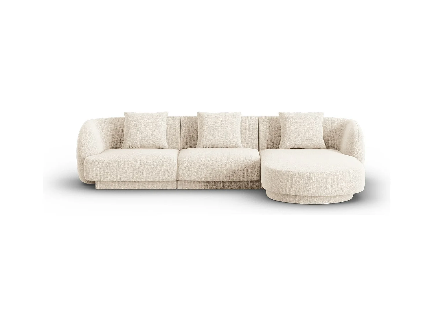 Cosmopolitan Design - Canapé d'angle droit "Tulum" 4 places en chenille beige clair - 255x156x70cm