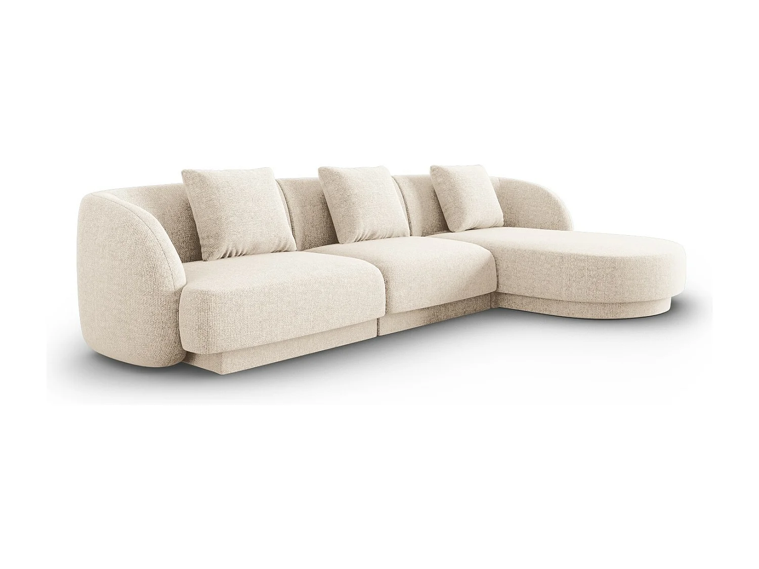 Cosmopolitan Design - Canapé d'angle droit "Tulum" 4 places en chenille beige clair - 255x156x70cm