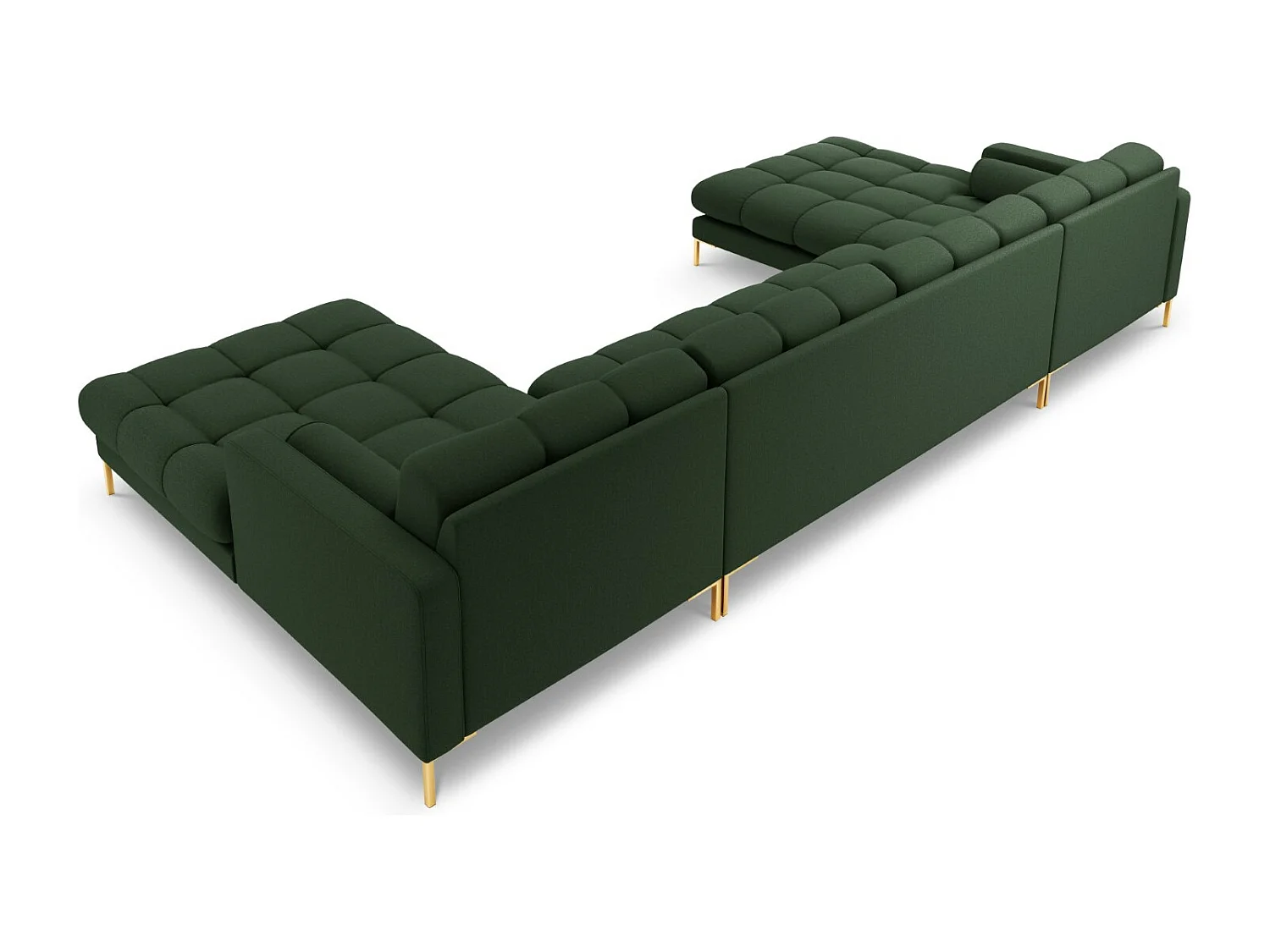 Cosmopolitan Design - Panoramische bank "Bali" 7 zitplaatsen, Structurele stof, Donkergroen - 383x185x75cm