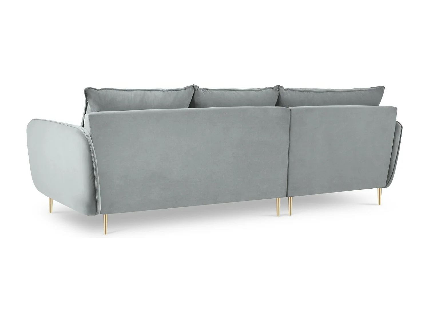 Cosmopolitan Design - Canapé d'angle gauche "Vienna" 5 places en velours gris clair - 255x170x95cm
