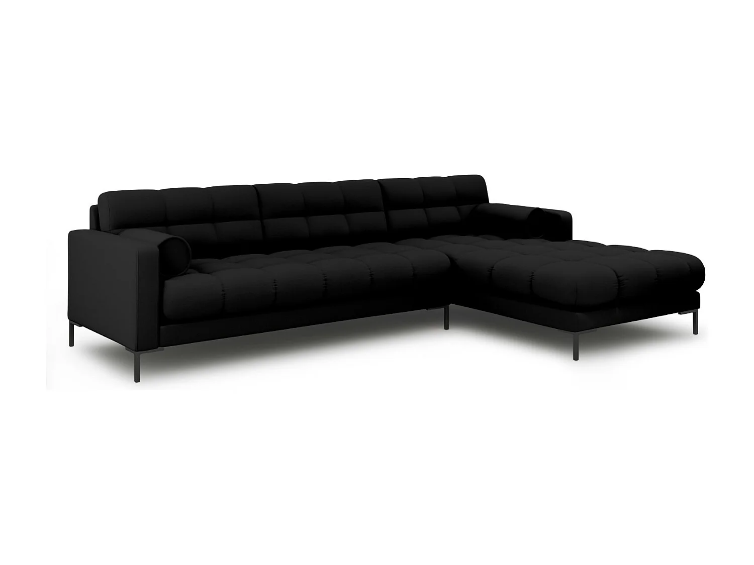 Cosmopolitan Design - Sofá de canto direito "Bali" 5 lugares em tecido estrutural preto - 293x185x75cm