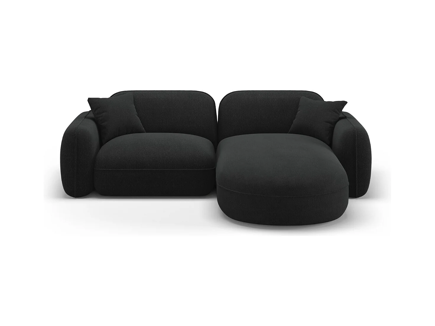 CXL by Christian Lacroix - Sofá modular de canto direito "Lucien" 3 lugares em veludo carvão - 230x165x70cm