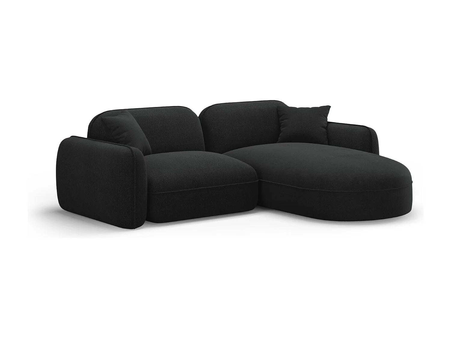 CXL by Christian Lacroix - Canapé d'angle droit modulable "Lucien" 3 places en velours anthracite - 230x165x70cm