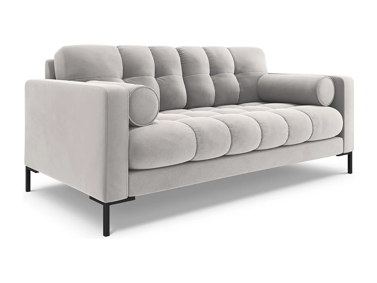Cosmopolitan Design - Divano "Bali" 2 posti in velluto argento - 152x92x75cm