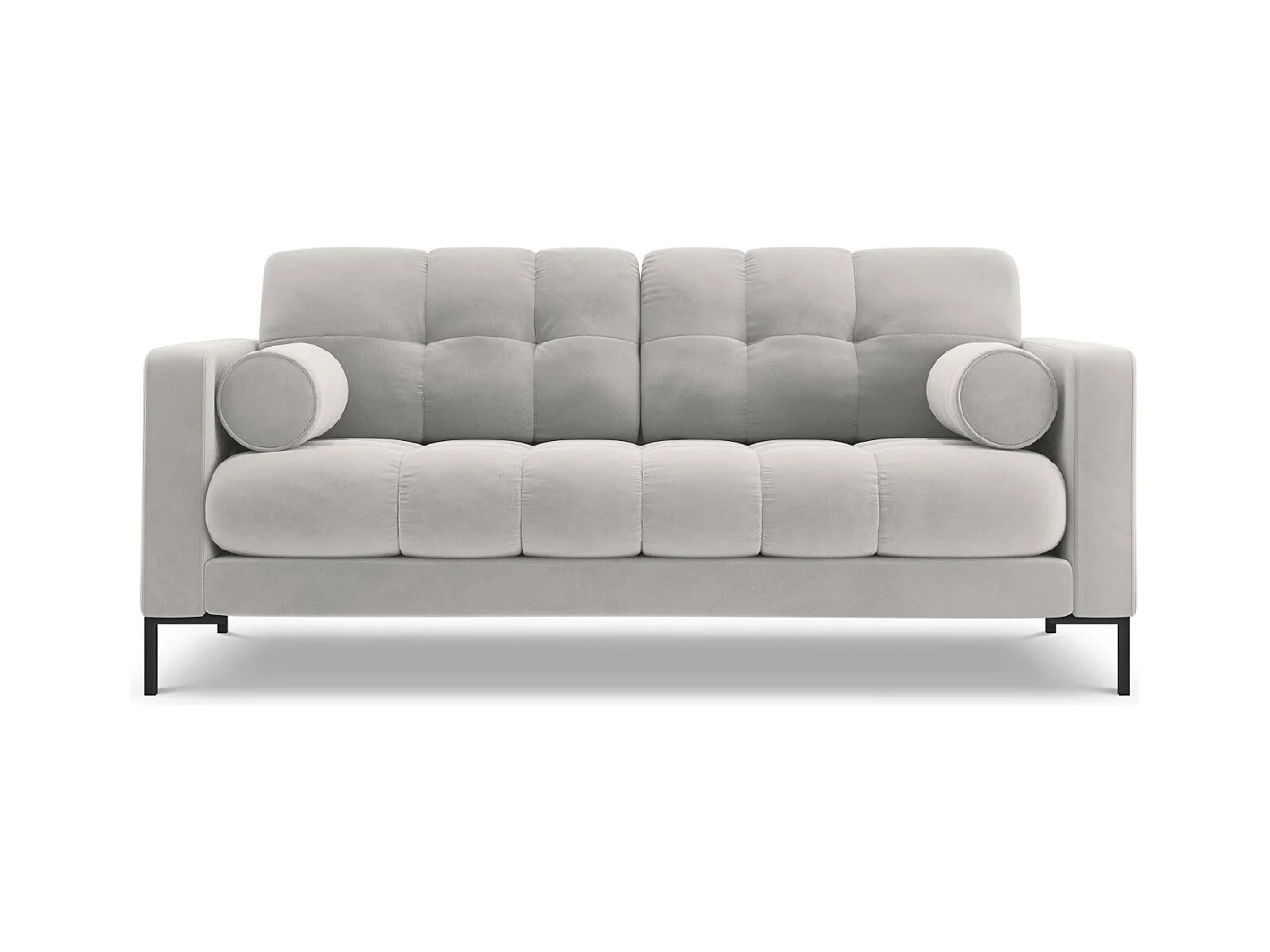 Cosmopolitan Design - Canapé "Bali" 2 places en velours argent - 152x92x75cm