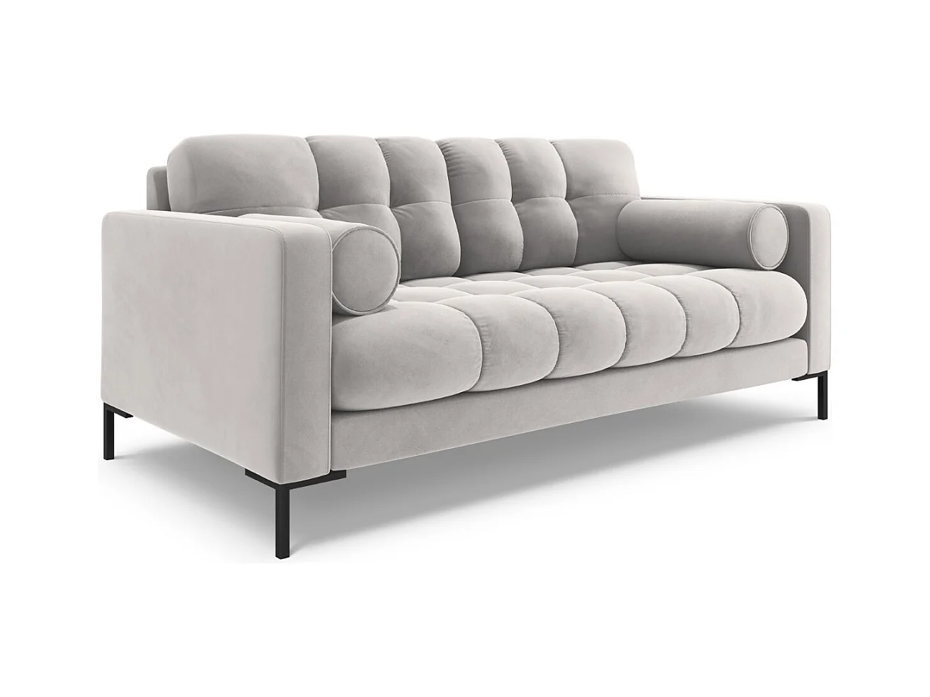 Cosmopolitan Design - Canapé "Bali" 2 places en velours argent - 152x92x75cm