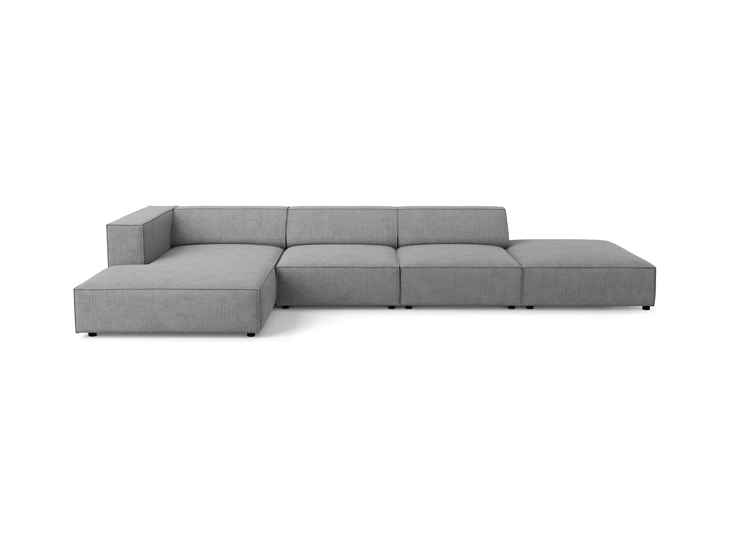 Cosmopolitan Design - Linker hoekbank "Arendal" 5 zitplaatsen, Chenille met ribbeleffect, Donkergrijs - 341x166x70cm