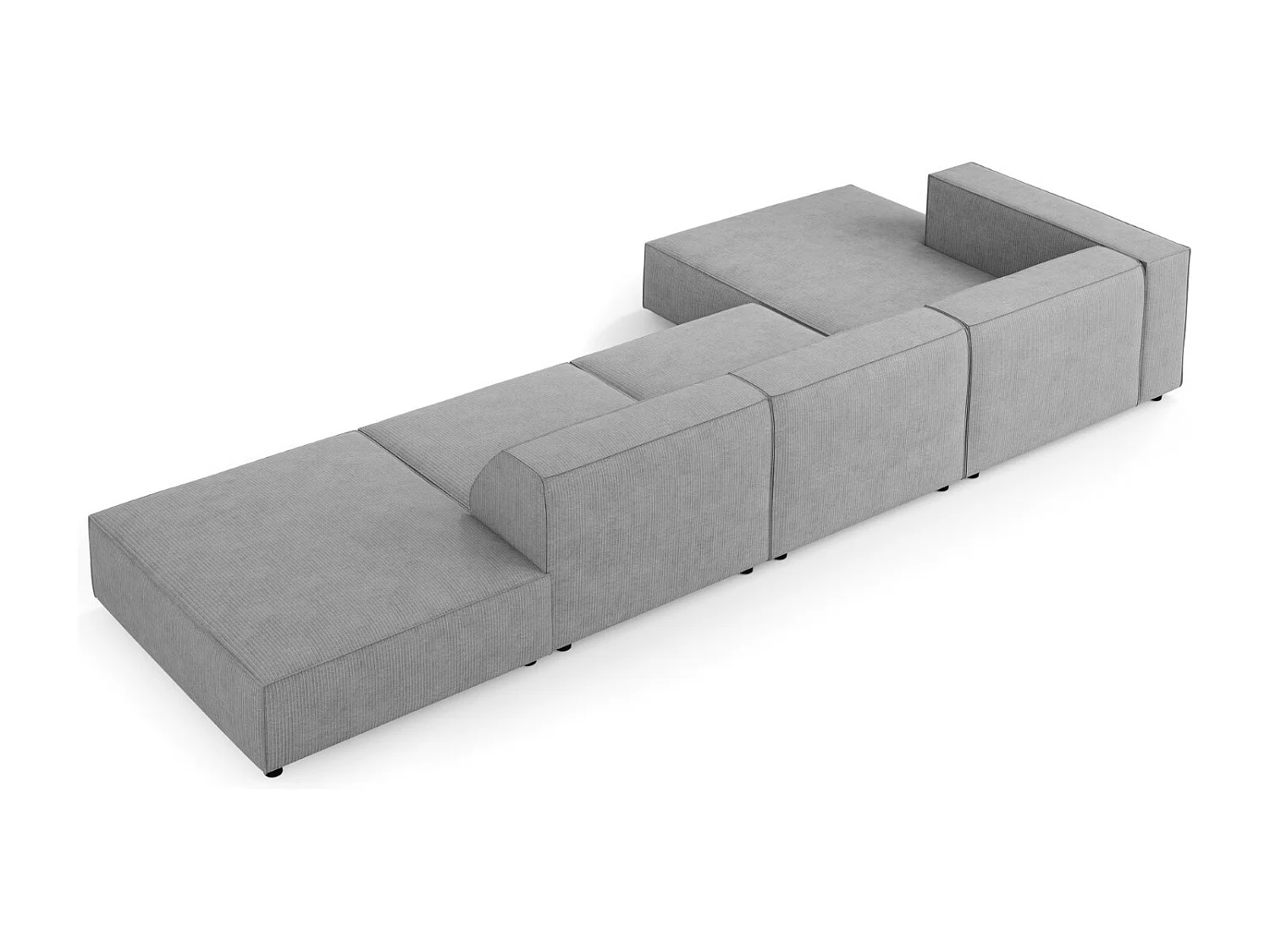 Cosmopolitan Design - Sofá de canto esquerdo "Arendal" 5 lugares em tecido chenille com efeito canelado cinza escuro - 341x166x70cm