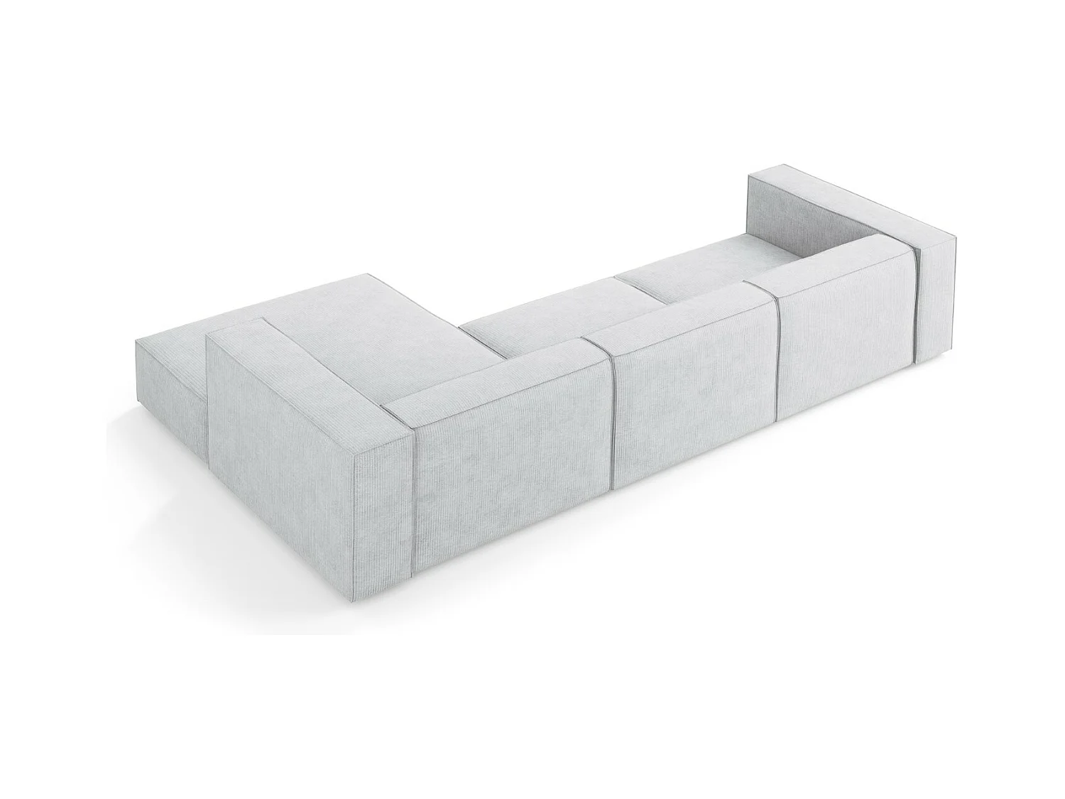 Cosmopolitan Design - Divano angolare destro "Arendal" 4 posti in ciniglia con effetto a coste grigio chiaro - 284x166x70cm