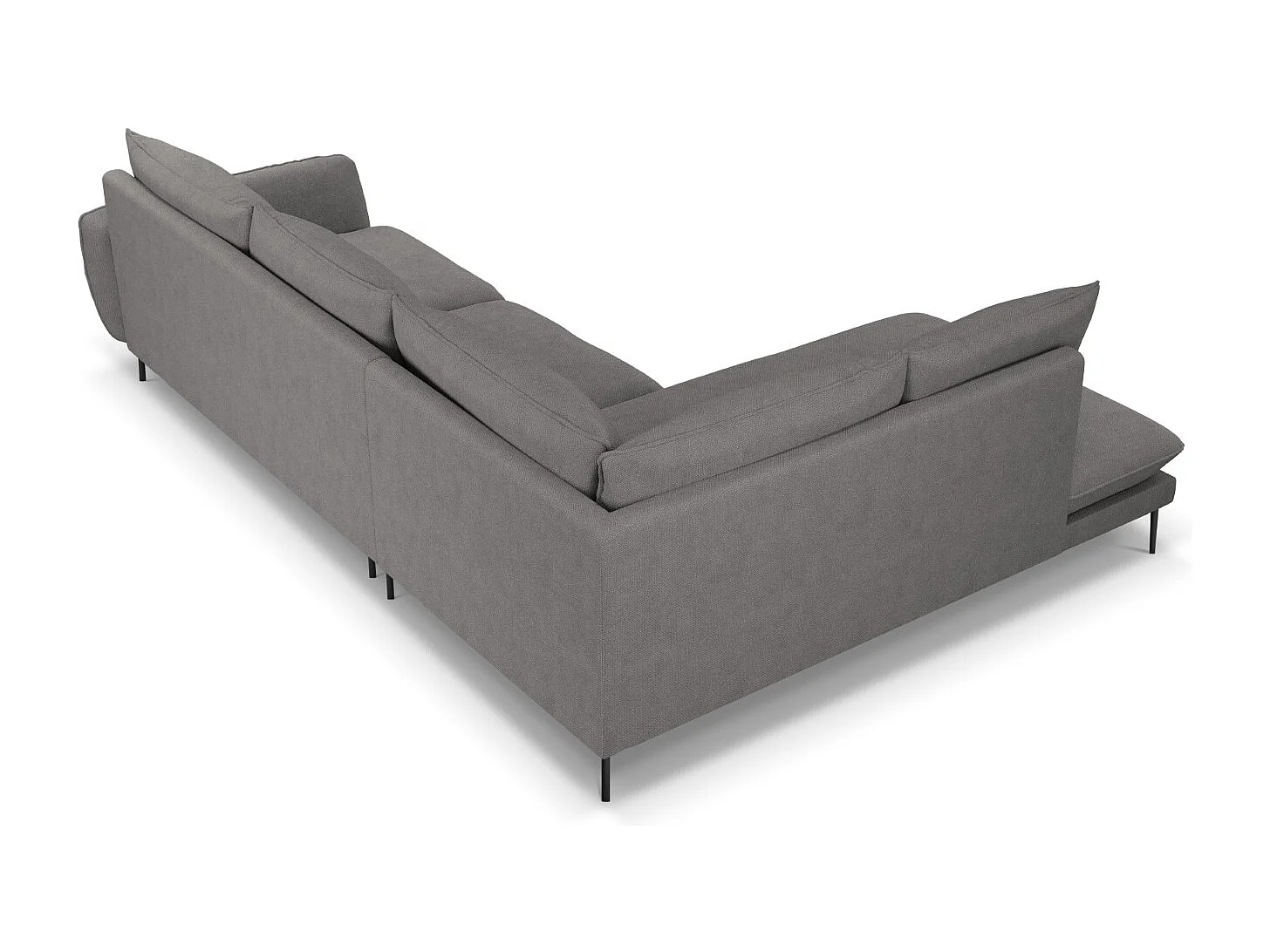 Cosmopolitan Design - Linker hoekbank "Vienna" 6 zitplaatsen, Structurele stof, Donkergrijs - 275x185x95cm