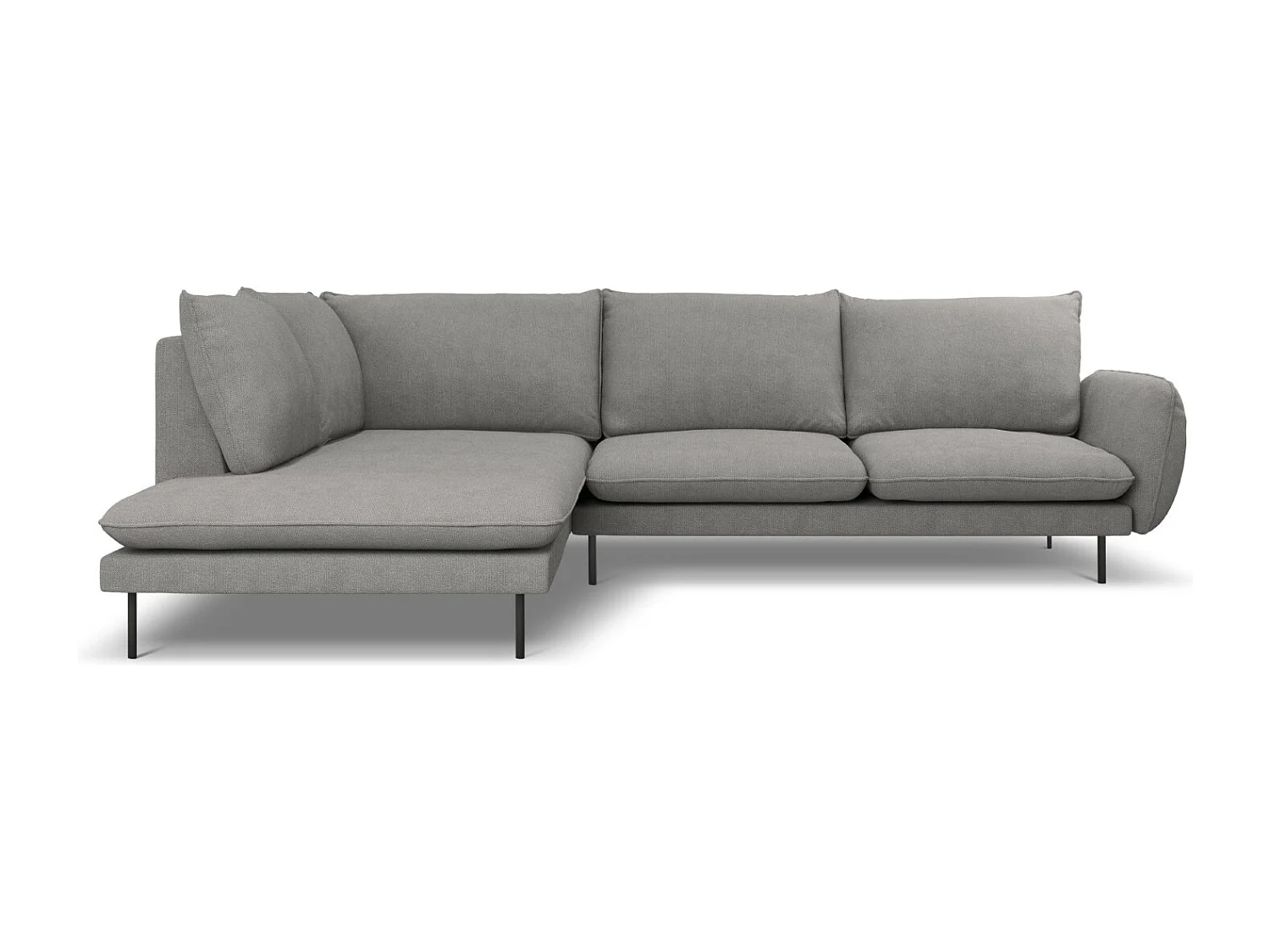 Cosmopolitan Design - Sofá de canto esquerdo "Vienna" 6 lugares em tecido estrutural cinza escuro - 275x185x95cm