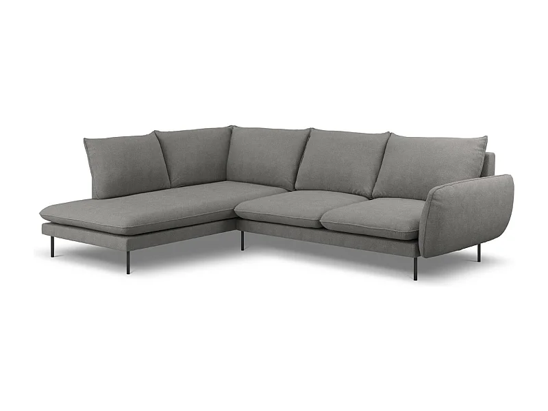 Cosmopolitan Design - Sofá esquinero izquierdo "Vienna" 6 plazas de tejido estructural gris oscuro - 275x185x95cm