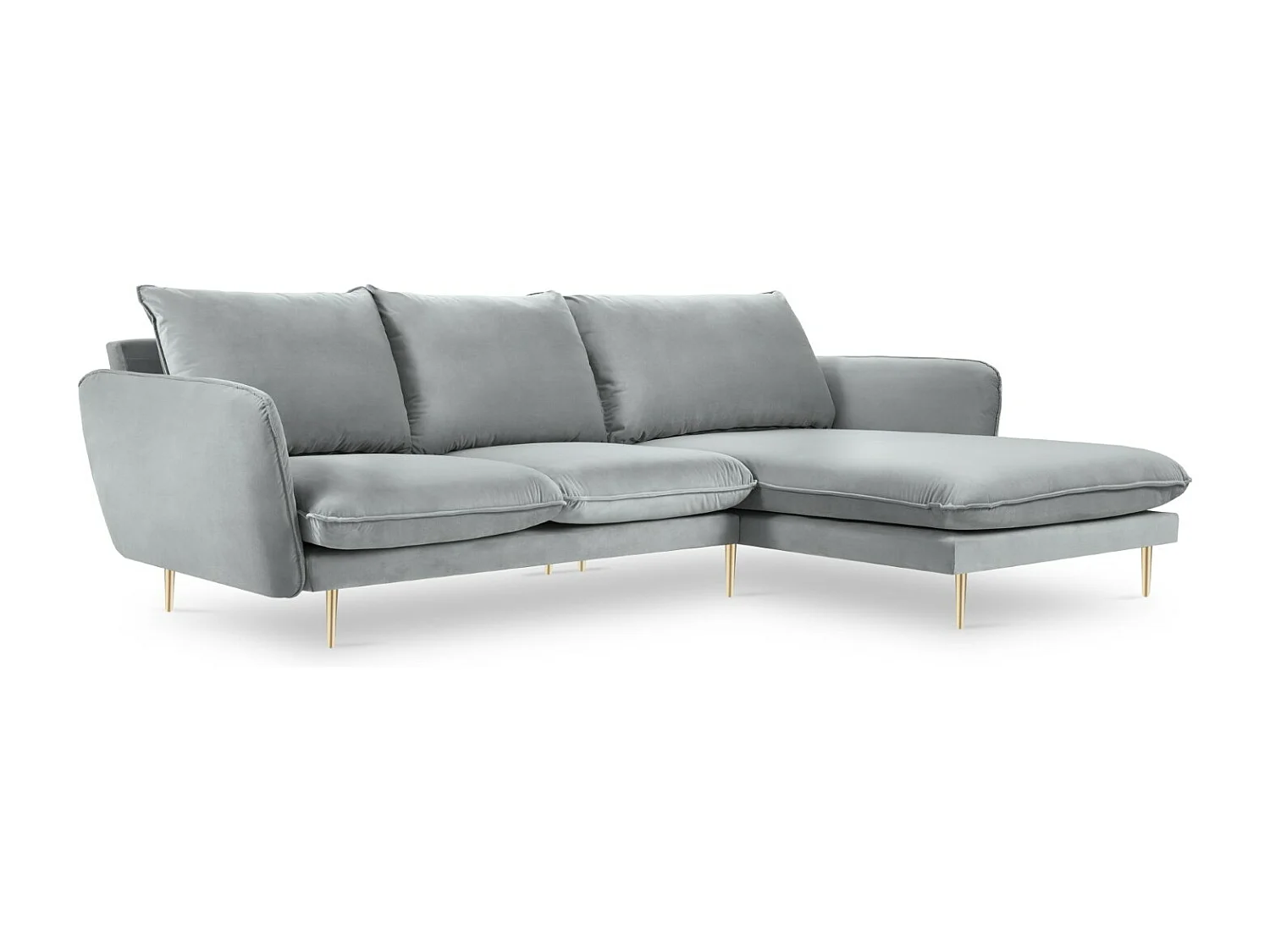 Cosmopolitan Design - Narożnik prawy, "Vienna" 5 miejsc welur, szary jasny - 255x170x95cm