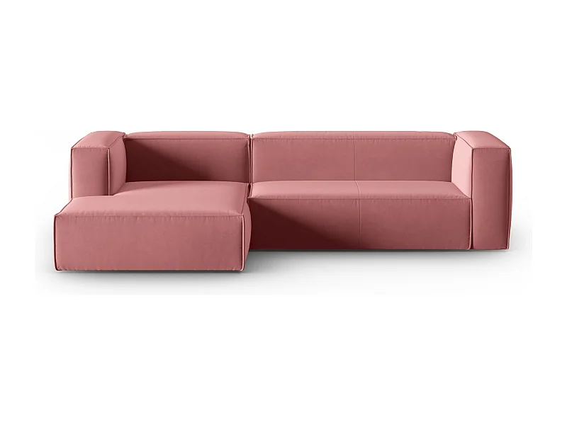 Cosmopolitan Design - Divano angolare sinistro "Mackay" 4 posti in velluto salmone - 282x166x73cm