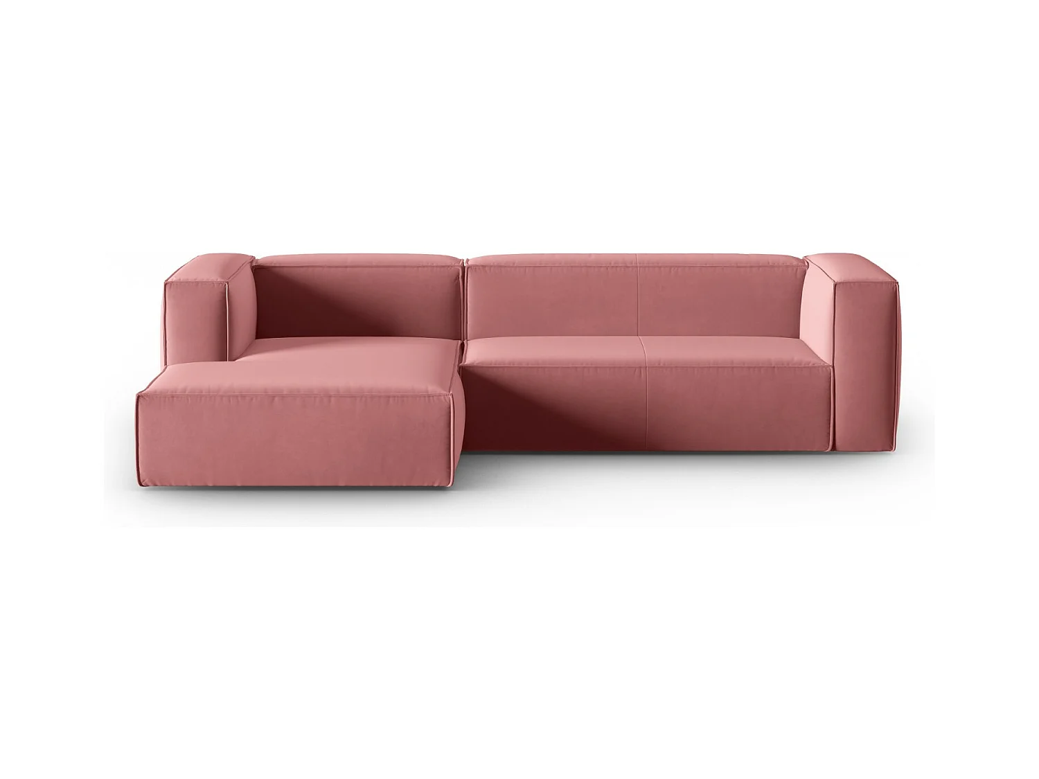 Cosmopolitan Design - Sofá de canto esquerdo "Mackay" 4 lugares em veludo salmão - 282x166x73cm
