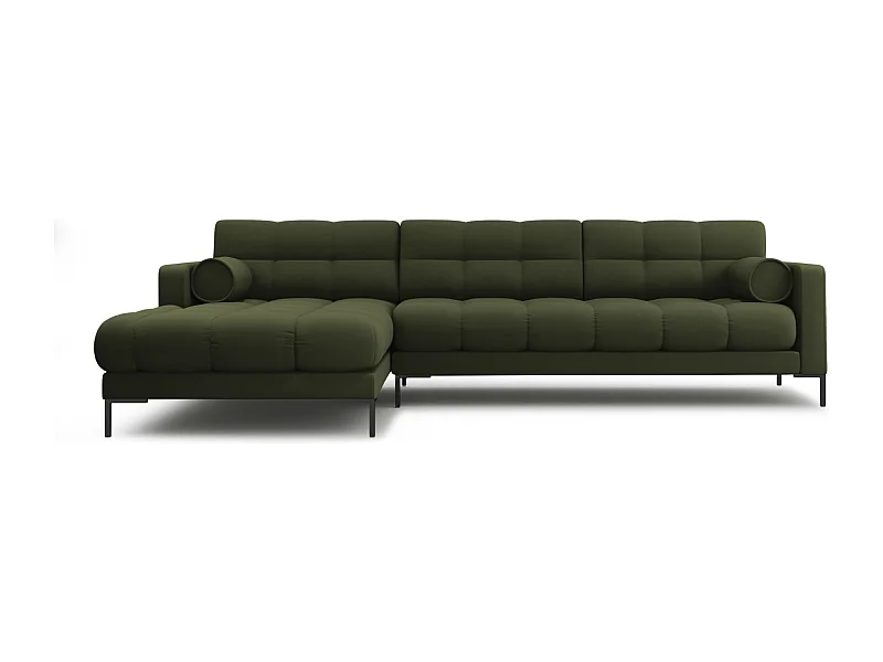 Cosmopolitan Design - Linker hoekbank "Bali" 5 zitplaatsen, Structurele stof, Groente - 293x185x75cm