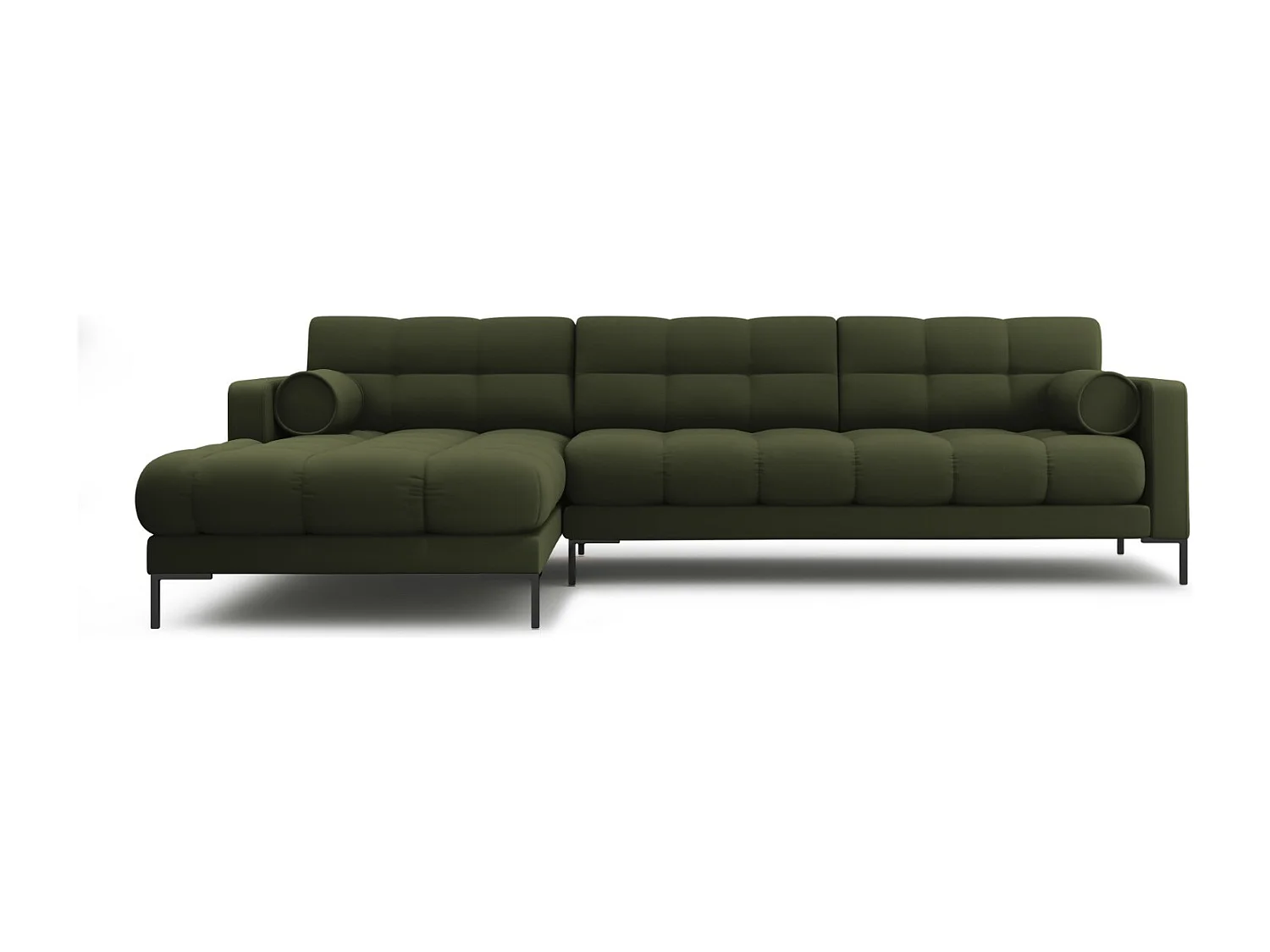 Cosmopolitan Design - 5-Sitzer Ecksofa links "Bali" aus strukturiertem Stoff grün - 293x185x75cm