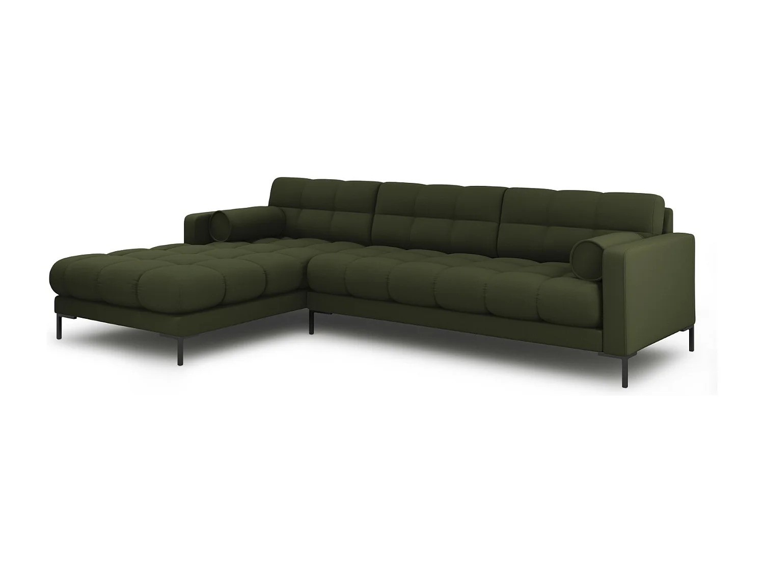 Cosmopolitan Design - Sofá de canto esquerdo "Bali" 5 lugares em tecido estrutural verde - 293x185x75cm