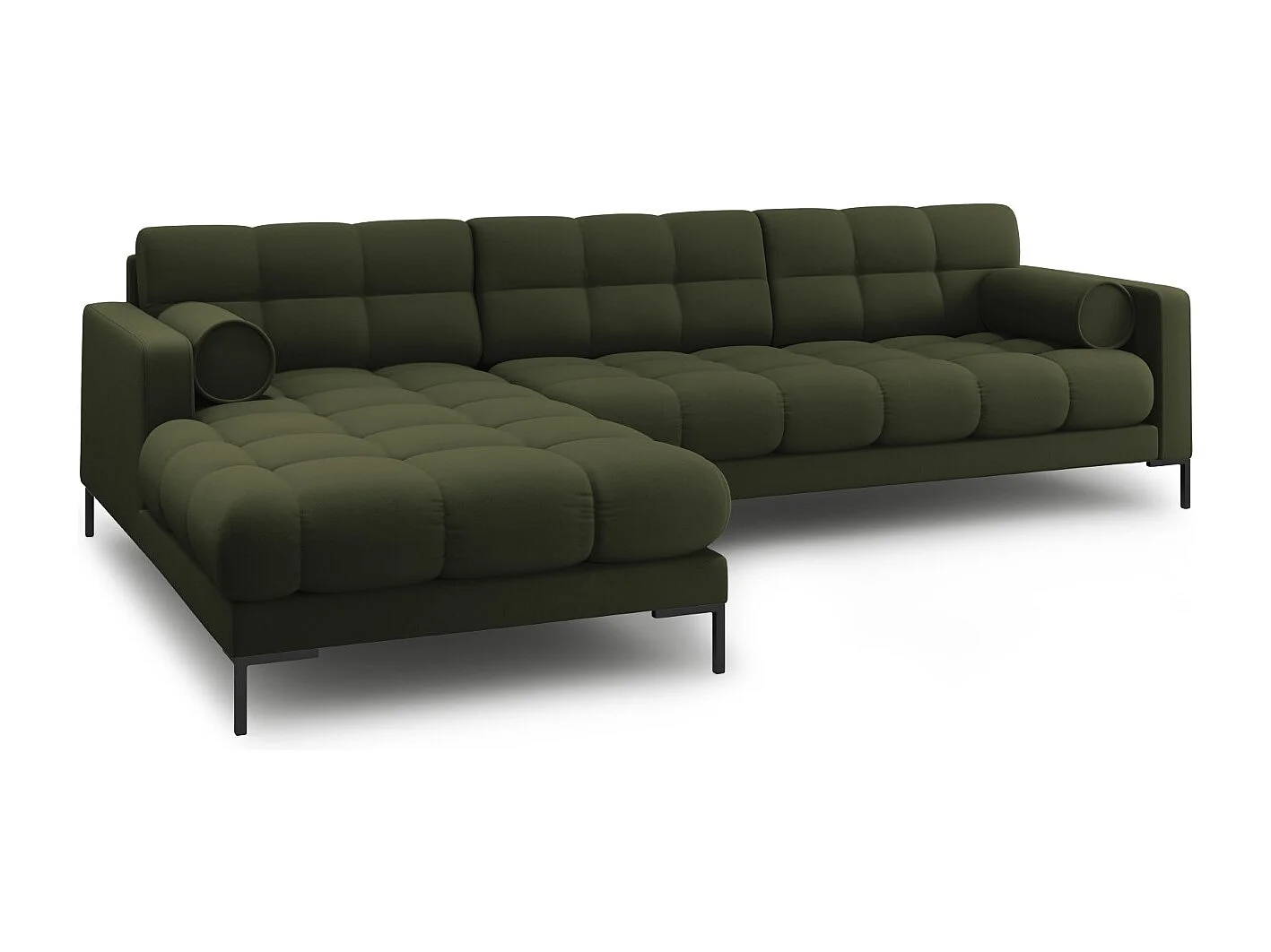 Cosmopolitan Design - Sofá de canto esquerdo "Bali" 5 lugares em tecido estrutural verde - 293x185x75cm