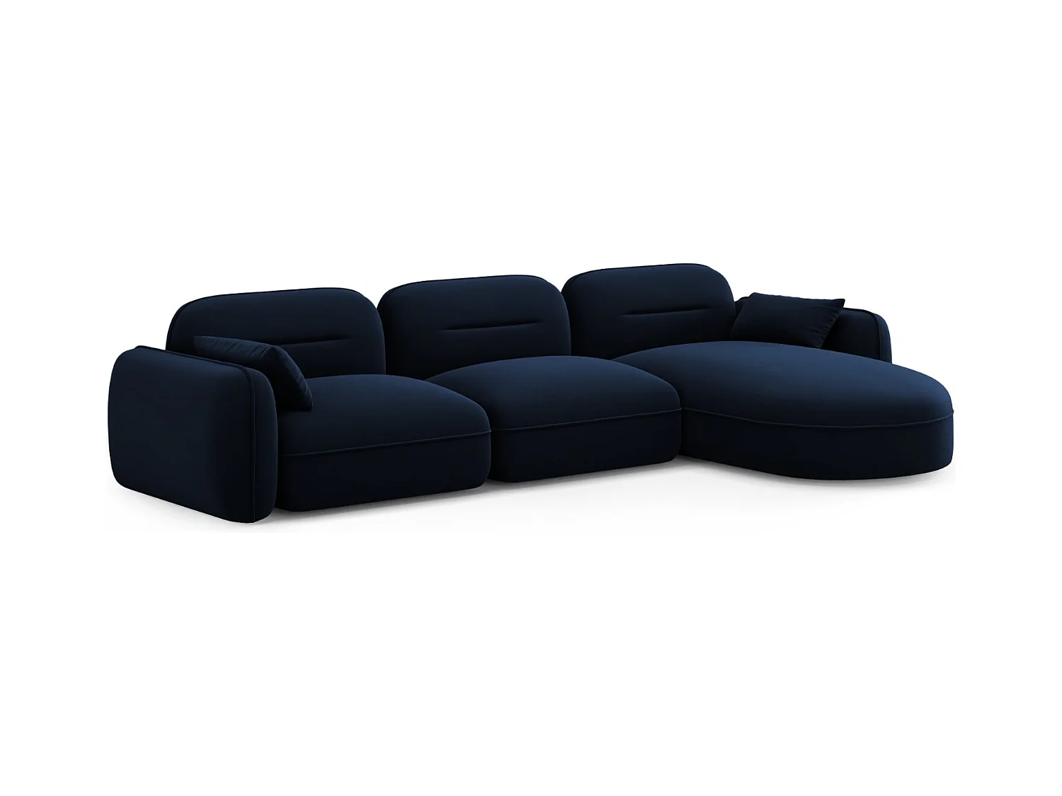 Cosmopolitan Design - Canapé d'angle droit modulable "Sydney" 4 places en velours bleu roi - 320x165x70cm