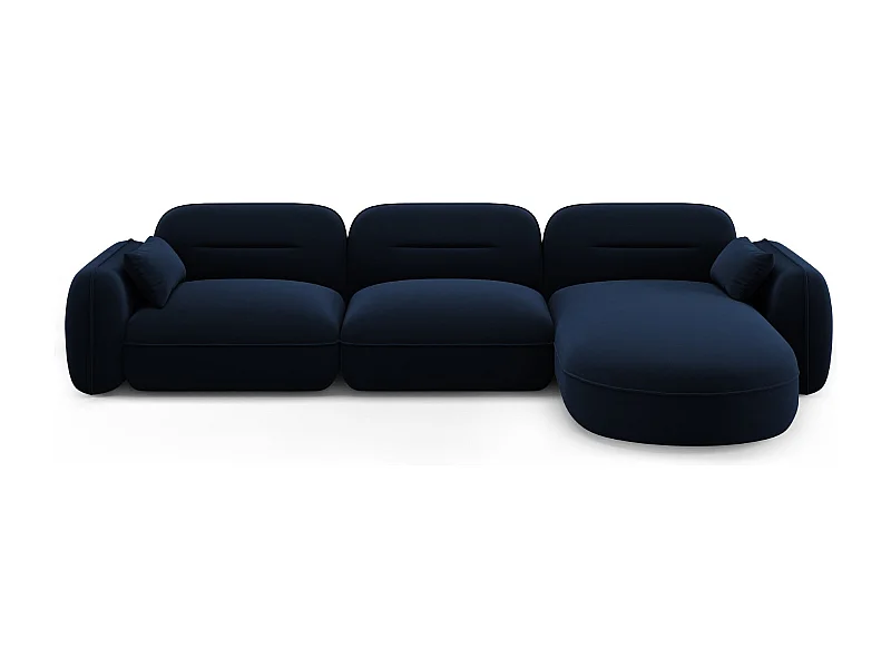 Cosmopolitan Design - Canapé d'angle droit modulable "Sydney" 4 places en velours bleu roi - 320x165x70cm